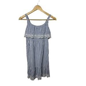 Old Navy Blue & White Embroidered Ruffle-Tiered Sundress Girl's Large 10-12 NEW